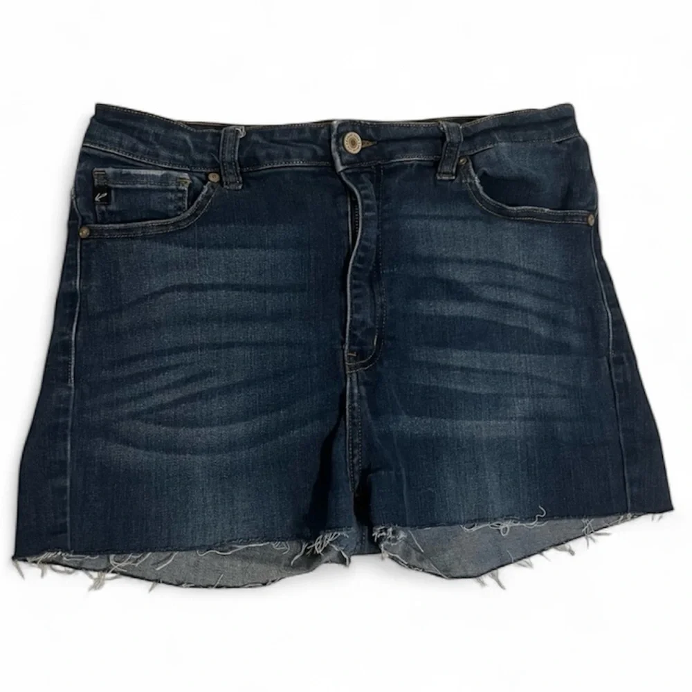 Kancan Dark Wash Raw Hem Cutoff Denim Blue Women's Shorts Size 13/30